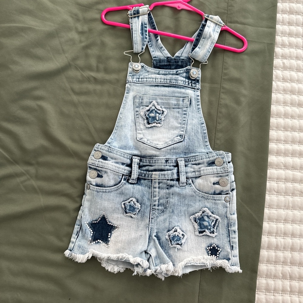 Jordache Light Blue Star Patch Kids Overalls size 5-6